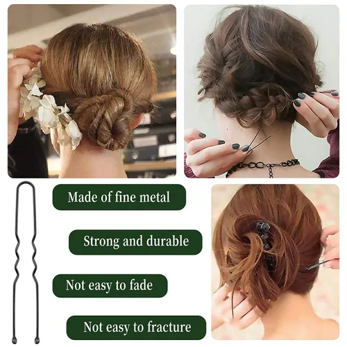 Miniatura 5 de AIEX Kit de 50 horquillas en forma de U, pinzas para el cabello de sujeción segura para mujeres y niñas y peluquería (negro)
