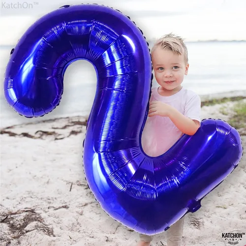 Miniatura 702 de KatchOn, Globo grande azul número 2 de 40 pulgadas Decoraciones de cumpleaños de Baby Shark para niño de 2 años Globo azul número 2 Globo