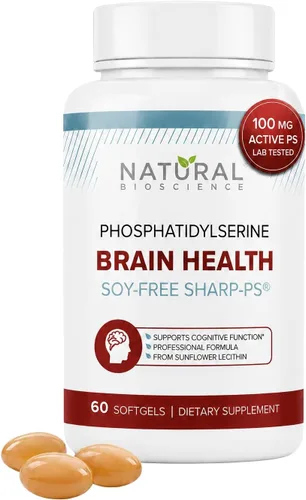 Miniatura 10 de Fosfatidilserina libre de soja, 100 mg, suplemento de fosfatidilserina de lecitina de girasol, Sharp PS100 patentado, salud cerebral, ayuda