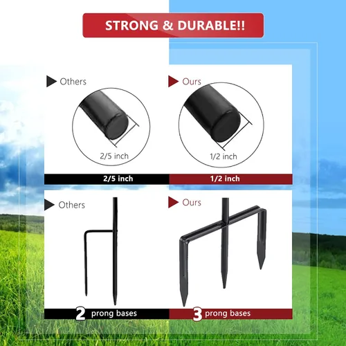 Miniatura 3 de EXCMARK - Gancho de pastor de altura ajustable de 81/61/41 cm y 1,3 cm de grosor. Úsalo en bodas, para colgar luces solares, linternas, comederos