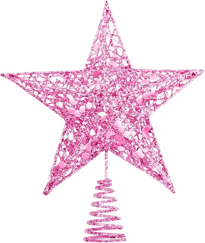 Miniatura 12 de URATOT Adorno Superior de Árbol de Navidad con Purpurina de Metal, Estrella de Alambre Hueca para la Punta del Árbol de Navidad para Decoración