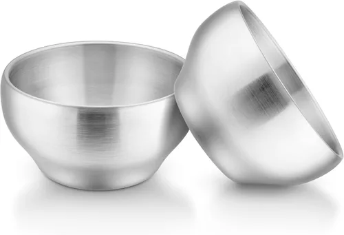 LIANYU Juego de 2 piezas de cuencos para niños pequeños de acero inoxidable 304, cuencos pequeños de 12oz para niños, juego de alimentación para