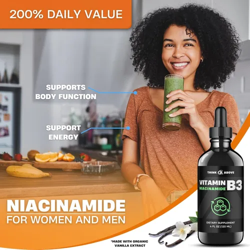 Miniatura 2 de Think Above Vitamina B3 Niacinamida Líquido – Forma de Niacina B3 – Prácticas gotas de Niacinamida de Vitamina B3 para Mujeres y Hombres – Fácil