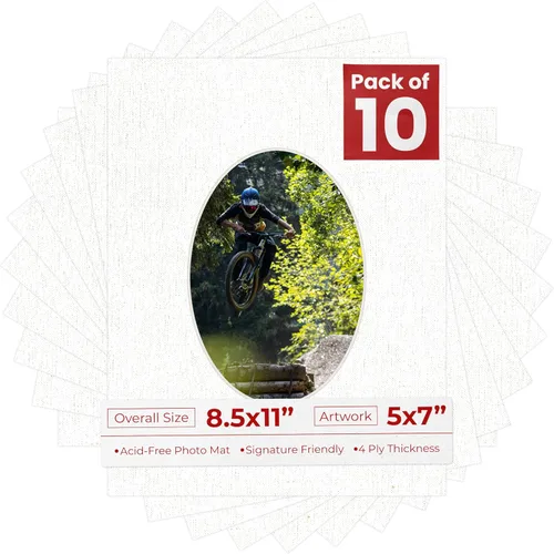 Miniatura 21 de Tapete de 8.5 x 11 pulgadas con corte biselado para fotos de 5 x 7 pulgadas, diseño ovalado, color azul bebé, sin ácidos, mate para proteger tus