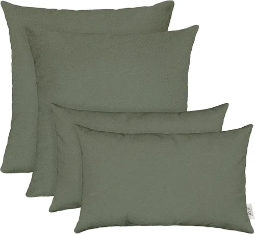 Miniatura 58 de RSH DECOR: Sunbrella Juego de 4 almohadas lumbares y cuadradas 20 x 12 pulgadas y 17 x 17 pulgadas Tela resistente al agua y a la decoloración