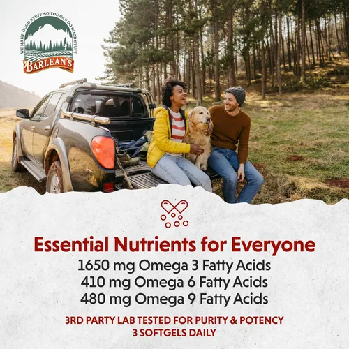 Miniatura 5 de Barlean's Suplementos de Aceite de Linaza Omega 3 6 9, Cápsulas Blandas de Linaza Prensadas en Frío con 1650 mg de Ácidos Grasos ALA, 100