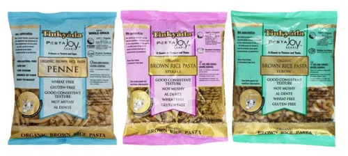 Pasta de arroz marrón orgánica sin gluten Tinkyada, paquete de 3 variedades: (1) codos (1) espirales y (1) penne, 12 onzas