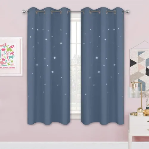 Miniatura 72 de NICETOWN Cortinas infantiles perforadas, cortinas marroquíes con estrellas azules para dormitorio de niñas, gruesas y suaves, para oscurecer la Azul