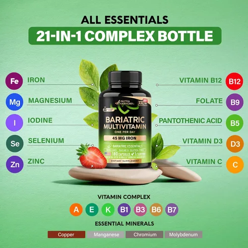 Miniatura 5 de Multivitamínico bariátrico - Suplementos de hierro de 45 mg - Fabricado en EE. UU. - para mujeres y hombres - Todo en uno, 21 vitaminas esenciales