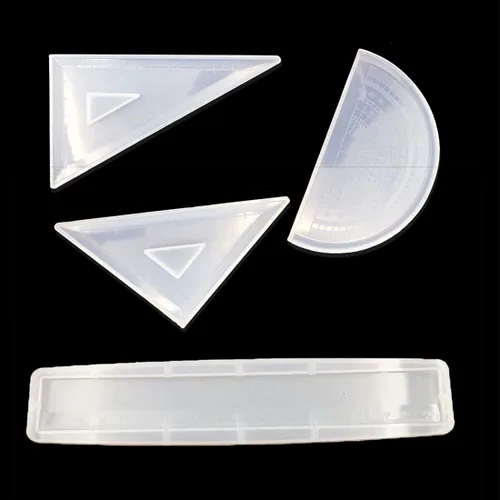 Miniatura 7 de 4 moldes de resina de regla, moldes de fundición geométrica con triángulo, cuadrado y transportador, molde de silicona con escala para kit