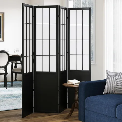 Miniatura 8 de Divisor de habitación plegable y pantalla de partición portátil de 5.6 pies, estilo Shoji chino japonés para separación de habitaciones - 4 paneles