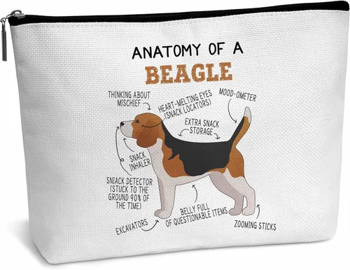 Bolsa de maquillaje, regalos de graduación de cumpleaños para amantes de los animales, amigos, mamá, mujer, niña, hija, bolsa de viaje, BEAGLE