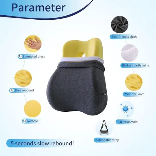 Miniatura 4 de Max&Love Funda de almohada de apoyo lumbar, diseño ergonómico, respaldo ortopédico para aliviar el dolor de espalda, espuma viscoelástica, soporte