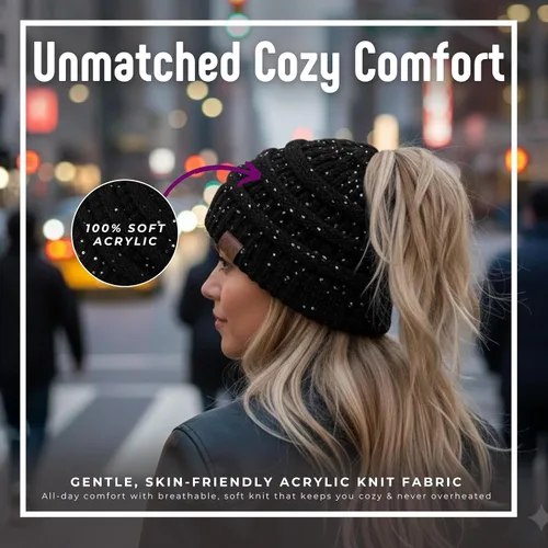 Miniatura 57 de Funky Junque - Gorro para mujer con ranura para cola de caballo