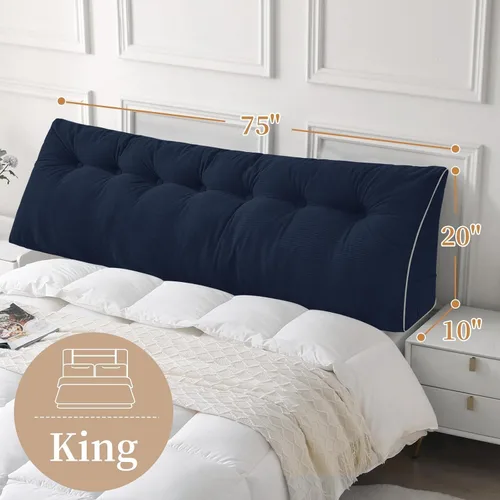 Miniatura 5 de Sasttie Almohada de cabecera tamaño King, almohada de cuña para sentarse en la cama, cojín triangular con soporte de respaldo para leer, incluye