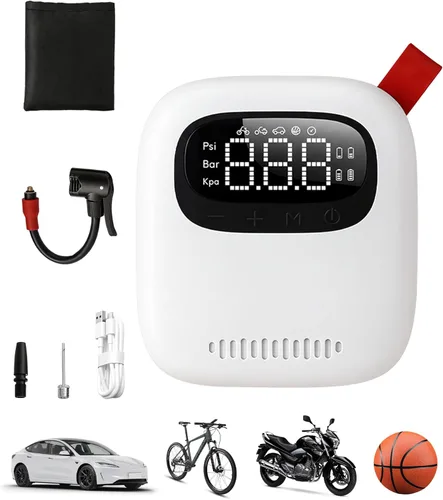 Mini bomba de aire, inflador de neumáticos portátil de 150 PSI con medidor de presión digital, compatible con válvulas Presta y Schrader para