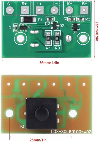 Miniatura 2 de Módulo de carga de energía solar Controlador de lámpara solar Placa de circuito de control de batería de litio de 3.7 V con control de luz