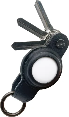 Organizador de llaves Air Tag, llavero de cuero compacto para Apple AirTag, llavero y funda con llavero. Negro, sin Airtag