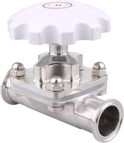 Miniatura 7 de DERNORD Válvula de diafragma sanitaria Sello de silicona Acero inoxidable 316L, 1.5 "Válvula de triple abrazadera (tubo de 1 pulgada OD)