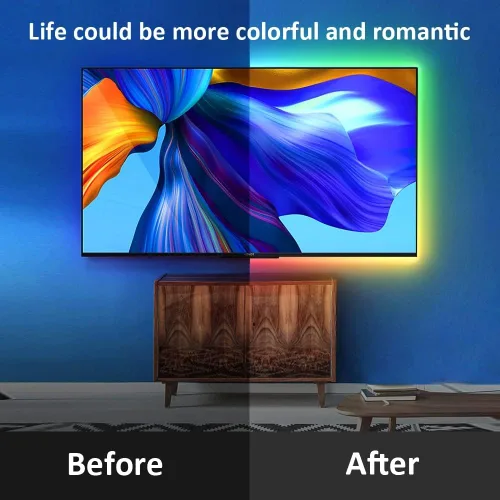 Miniatura 2 de KUMQUAT Tira de luces LED RGB retroiluminación para TV, 5 V, USB, multicolor, tiras de luz LED de 6.56 pies/6.6 ft, kit de tira que cambia