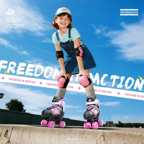 Miniatura 2 de Patines cuádruples ajustables para niños, adolescentes y adultos, ruedas iluminadas, ajuste cómodo, cierre seguro, patines para interiores