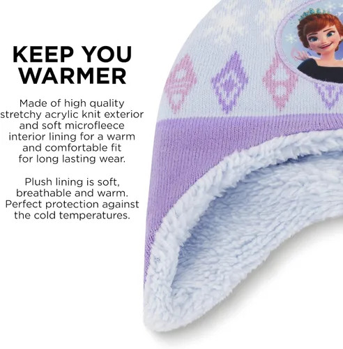 Miniatura 4 de Disney Juego de gorro y guantes de invierno para niñas de 2 a 4 años o Frozen 2 con gorro Elsa Anna y guantes para niños de 4 a 7 años