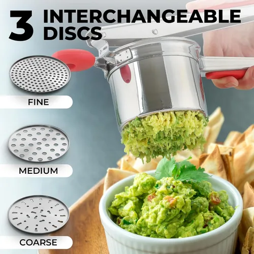 Miniatura 4 de Zulay Kitchen Premium Grande Ricer de Patatas de 15oz, Herramienta de Cocina Profesional de Acero Inoxidable Pesado Triturador y Ricer de Patatas