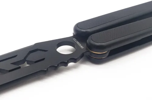 Miniatura 2 de Cuchillo de mariposa para práctica, cuenta con bujes, asas de aluminio 6061, incrustaciones G10, Tech-Noir hecho a medida (opaca)