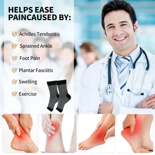 Miniatura 3 de Calcetines de neuropatía para mujeres y hombres, calcetines de fascitis plantar, manga de compresión de tobillo, calcetines de alivio de tobillo