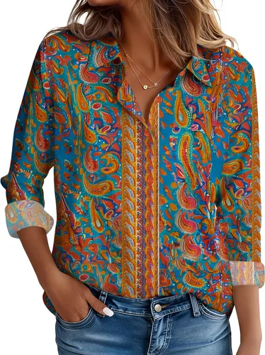 Miniatura 16 de CBOO Camisas resistentes a las manchas para mujer, sin arrugas y sin planchado, blusa de manga larga con botones para oficina Blanco resistente a