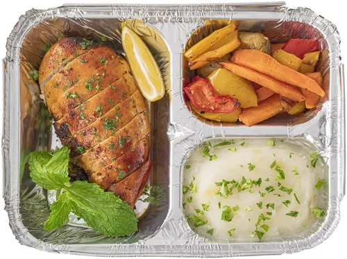Miniatura 10 de Restaurantware Foil Lux - Recipientes de aluminio para alimentos de 23 onzas, 100 bandejas rectangulares de aluminio, tapas se venden por separado