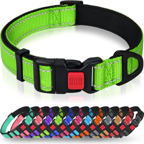 Miniatura 12 de Taglory Collar reflectante para perro con hebilla de bloqueo de seguridad, collares ajustables de nailon para mascotas para perros grandes, hembras