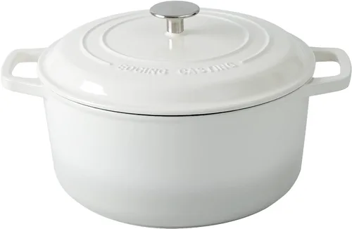 EDGING CASTING Olla holandesa de hierro fundido esmaltado con tapa, horno holandés para hornear pan de masa madre, olla redonda, mango Dule de 7.5