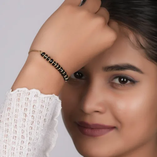 Miniatura 57 de Natural Heishi Beads With Spacers Slider Bracelet Gemstone Healing Jewelry With 14k Yellow Gold Plated 8- Inch Adjustable Length