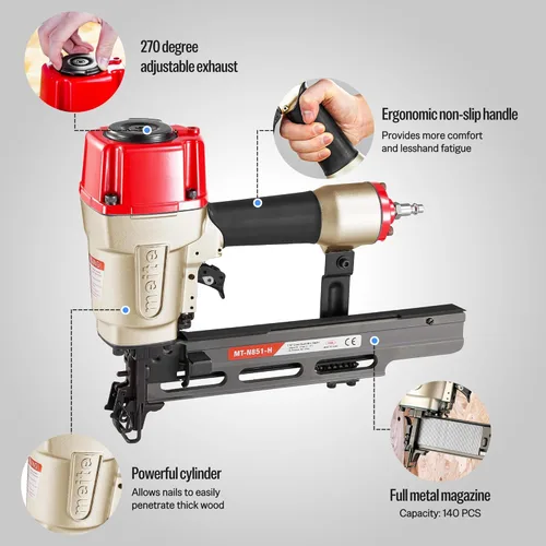 Miniatura 6 de meite Engrapadora de corona estándar de calibre 16 de 7/16 pulgadas, pistola de grapas neumática de construcción resistente para subsuelo