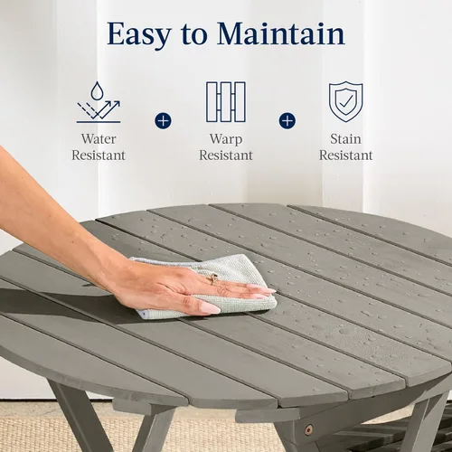 Miniatura 5 de Best Choice Products Juego de 3 piezas de madera de acacia, muebles de patio plegables para patio trasero, balcón, terraza con 2 sillas, mesa de Gris