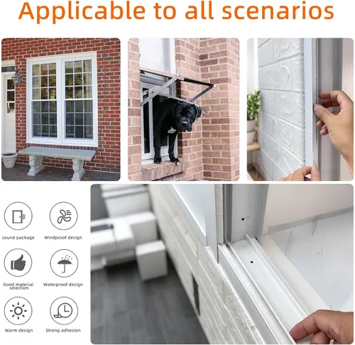 Miniatura 3 de Cinta de sellado con cepillo, 0.35inx33Pies, sello de puerta insonorizado, sello de aislamiento para ventanas, ahorro de energía, a prueba de polvo