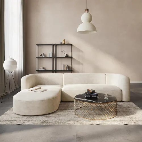 Acanva Sofá de terciopelo moderno de lujo con respaldo curvado ajustado, estilo minimalista, sofá cómodo para sala de estar, apartamento, seccional