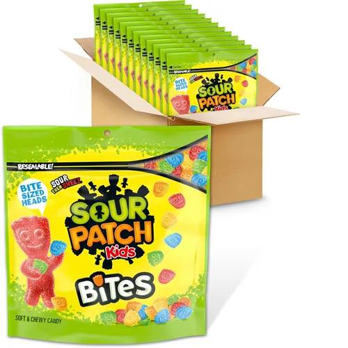 SOUR PATCH KIDS Bites Soft & Chewy Candy, caramelos a granel, 12 bolsas de 12 oz