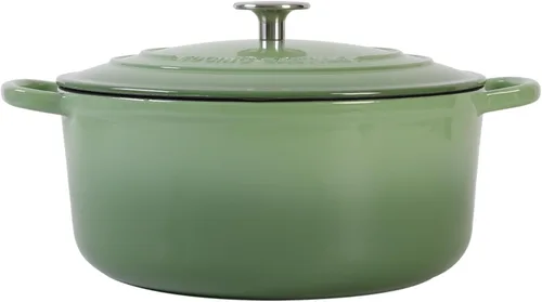 Miniatura 7 de EDGING CASTING Olla de hierro fundido esmaltada con tapa para horno holandés, 5.5 cuartos de galón, para hornear pan, cocinar, verde pistacho