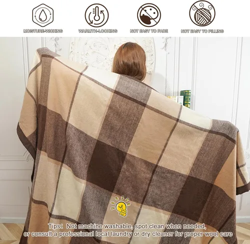 Miniatura 7 de YOUR MOON Manta de lana 100% pura, tamaño individual, manta australiana orgánica de lana natural, peso medio, manta hipoalergénica para cama