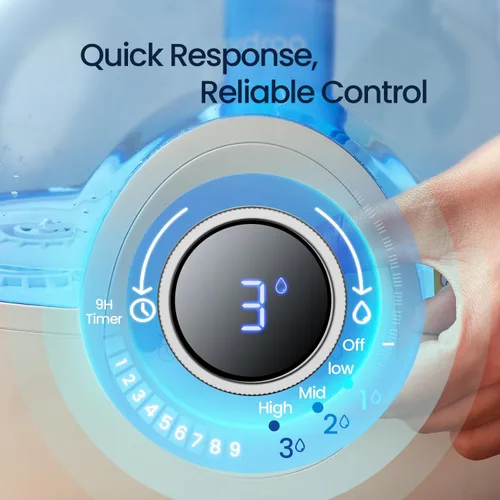Miniatura 3 de raydrop Humidificadores de 2.2L para dormitorio, humidificadores de niebla fría con temporizador, perilla digital, humidificador pequeño silencioso