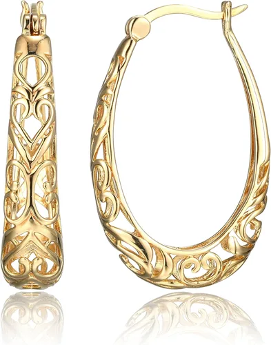 Miniatura 2 de Amazon Essentials Pendientes de aro ovalados de filigrana de plata de ley (anteriormente colección Amazon)