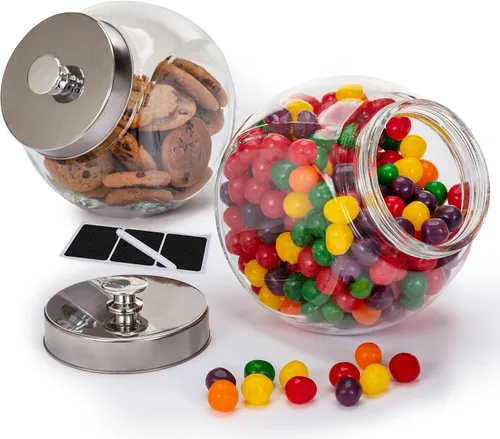 Tarros grandes de cristal para galletas de 1 galón para encimera de cocina + marcador y etiquetas, recipientes de almacenamiento de alimentos con