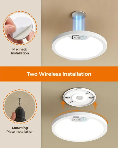 Miniatura 4 de BLNAN Lámpara de techo recargable con sensor de movimiento con control remoto, luz de armario regulable, luces de ducha LED, luz de techo