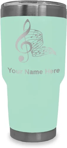 Miniatura 16 de LaserGram Vaso aislado al vacío de 20 onzas, notas musicales, grabado personalizado incluido (negro)