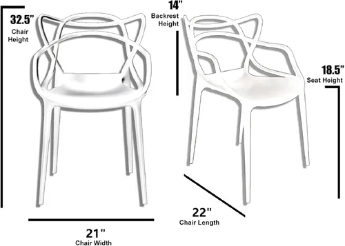 Miniatura 3 de 2xhome Silla de comedor moderna Silla auxiliar apilable para interiores o exteriores Plástico resistente a la intemperie para cocina, patio