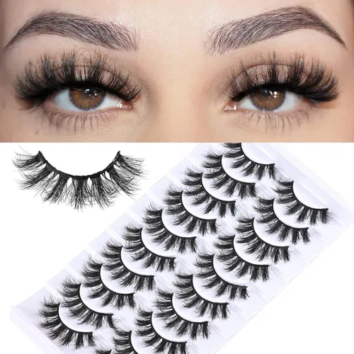 Miniatura 20 de FARRED Pestañas postizas Wispy, pestañas postizas esponjosas 10 pares, pestañas de muñeco de visón, pestañas Wispy, aspecto natural
