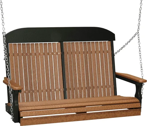Miniatura 14 de LuxCraft Columpio clásico de poliéster de 4 pies con respaldo alto, fabricado con plásticos reciclados, fabricado en Estados Unidos (caoba antigua)
