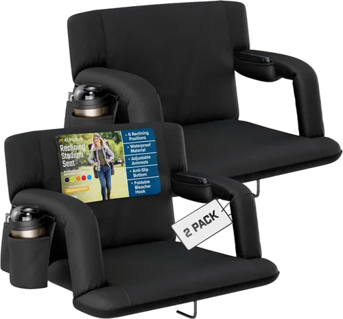 Miniatura 24 de Alpcour Asiento plegable para estadio – Silla de apoyo para adultos amplios reclinables de lujo para adultos para blanqueadores – Mejor extra grueso